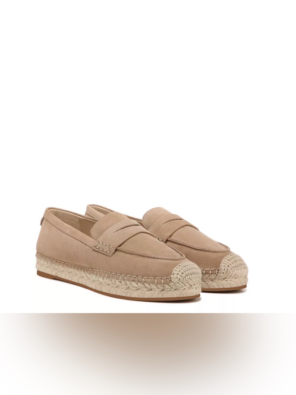 Sam Edelman Kai Suede Espadrille Penny Loafers in Beige. NWOB